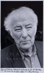 Original, signed John Minihan-photograph of Seamus Heaney at his 70th birthday in his home in Dublin, in the year 2009 